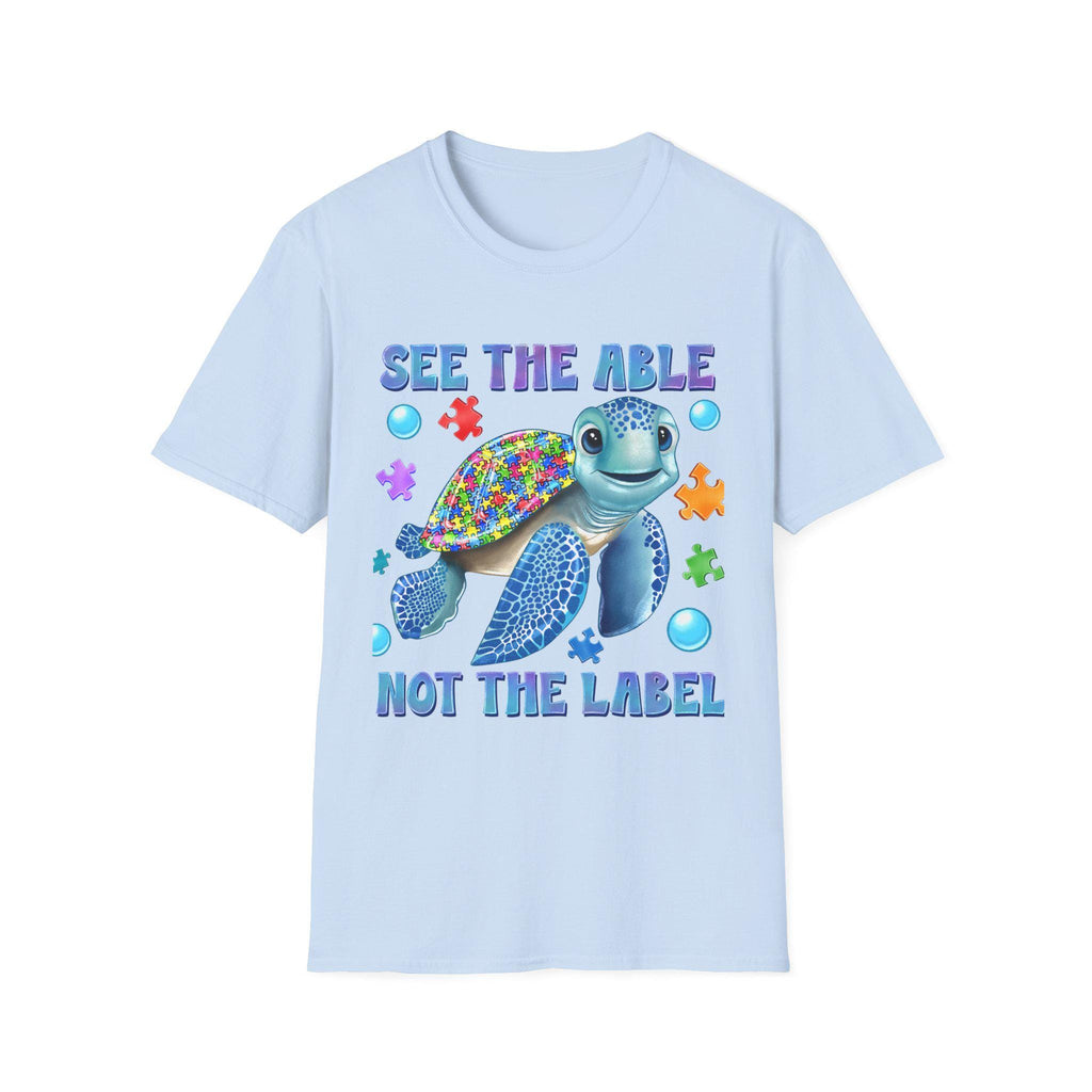 See The Able Not The Label Turtle T-Shirt | Autism Awareness Puzzle Design