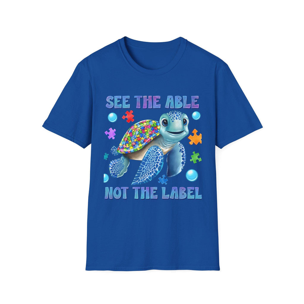 See The Able Not The Label Turtle T-Shirt | Autism Awareness Puzzle Design