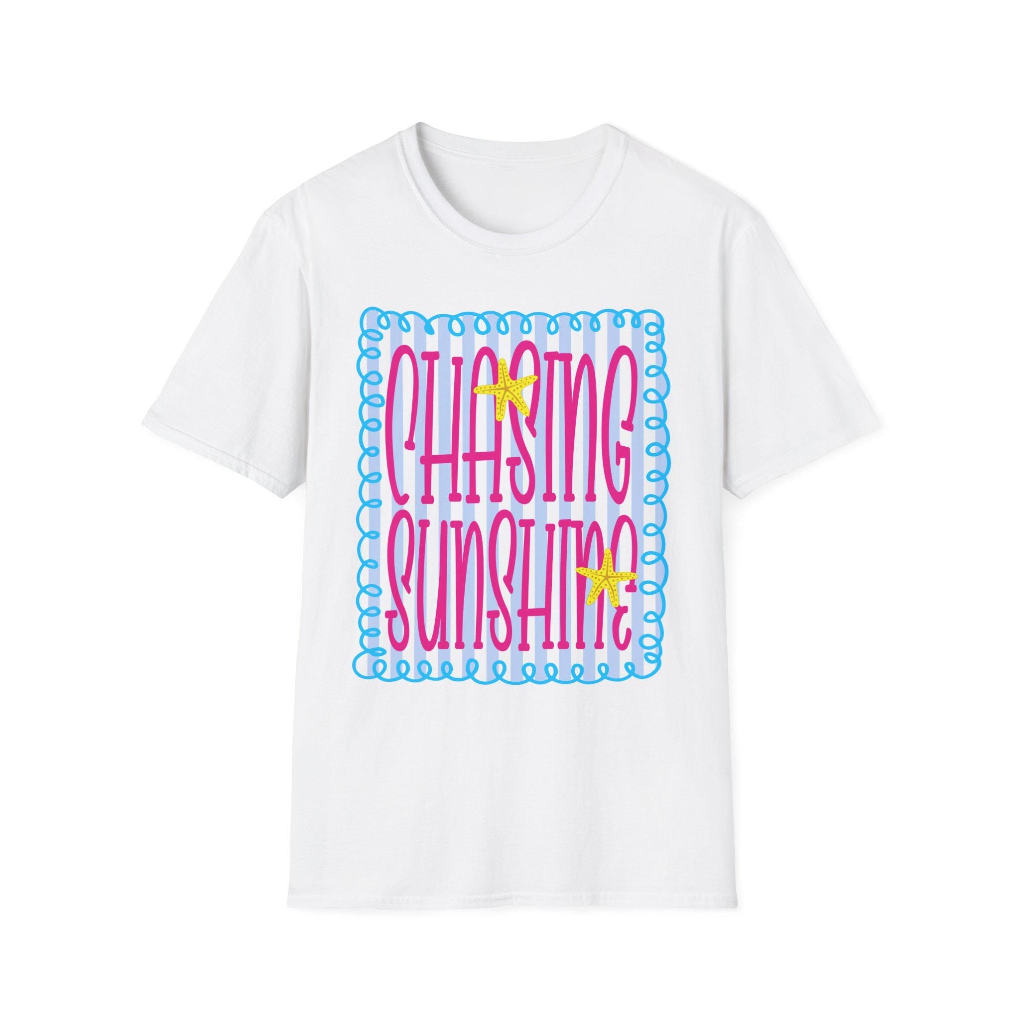 Chasing Sunshine T-Shirt | Retro Script, Beach Vibes, Bright Colors