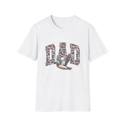 Camo DAD Letters with Flying Duck T-Shirt | Hunting Dad Tee