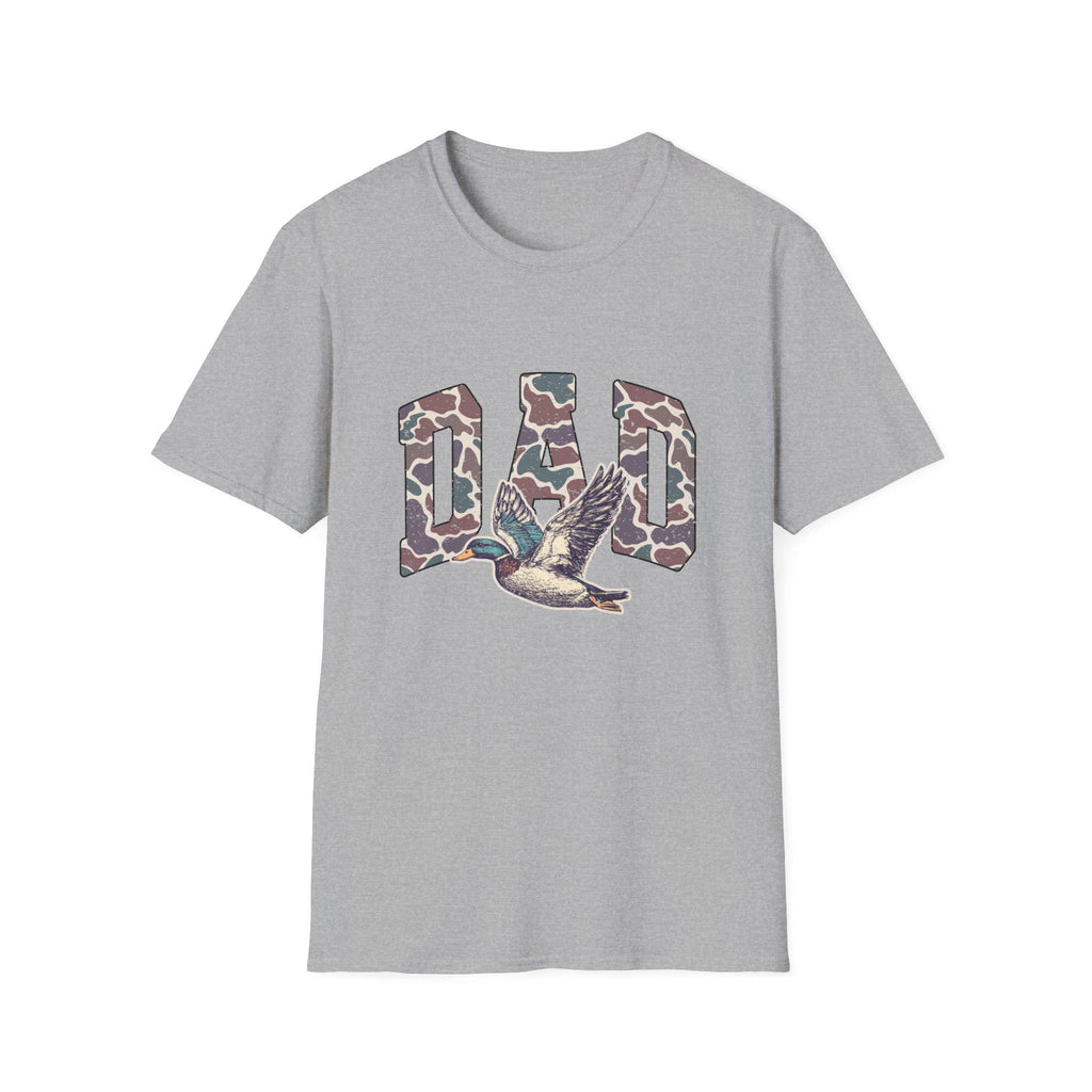 Camo DAD Letters with Flying Duck T-Shirt | Hunting Dad Tee