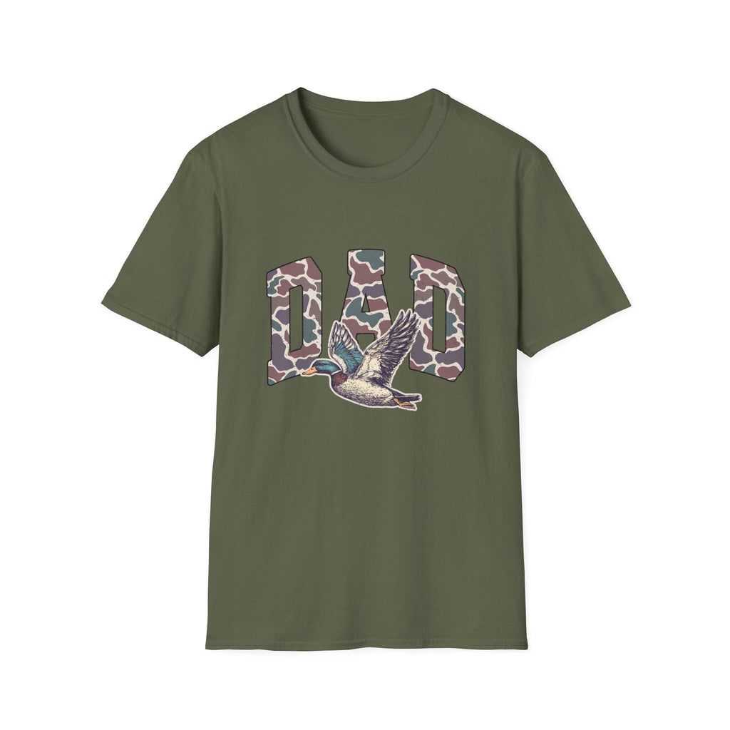 Camo DAD Letters with Flying Duck T-Shirt | Hunting Dad Tee