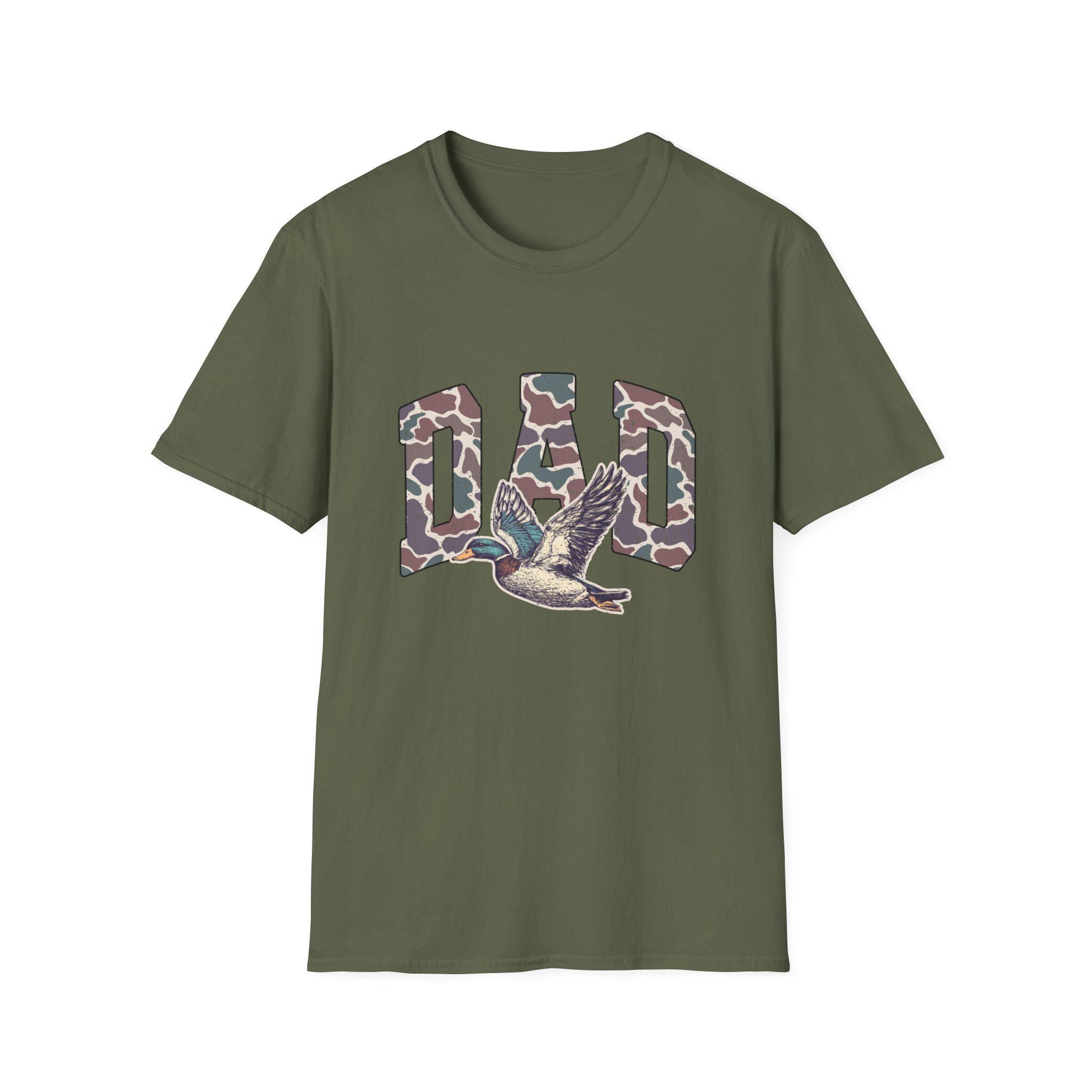 Camo DAD Letters with Flying Duck T-Shirt | Hunting Dad Tee