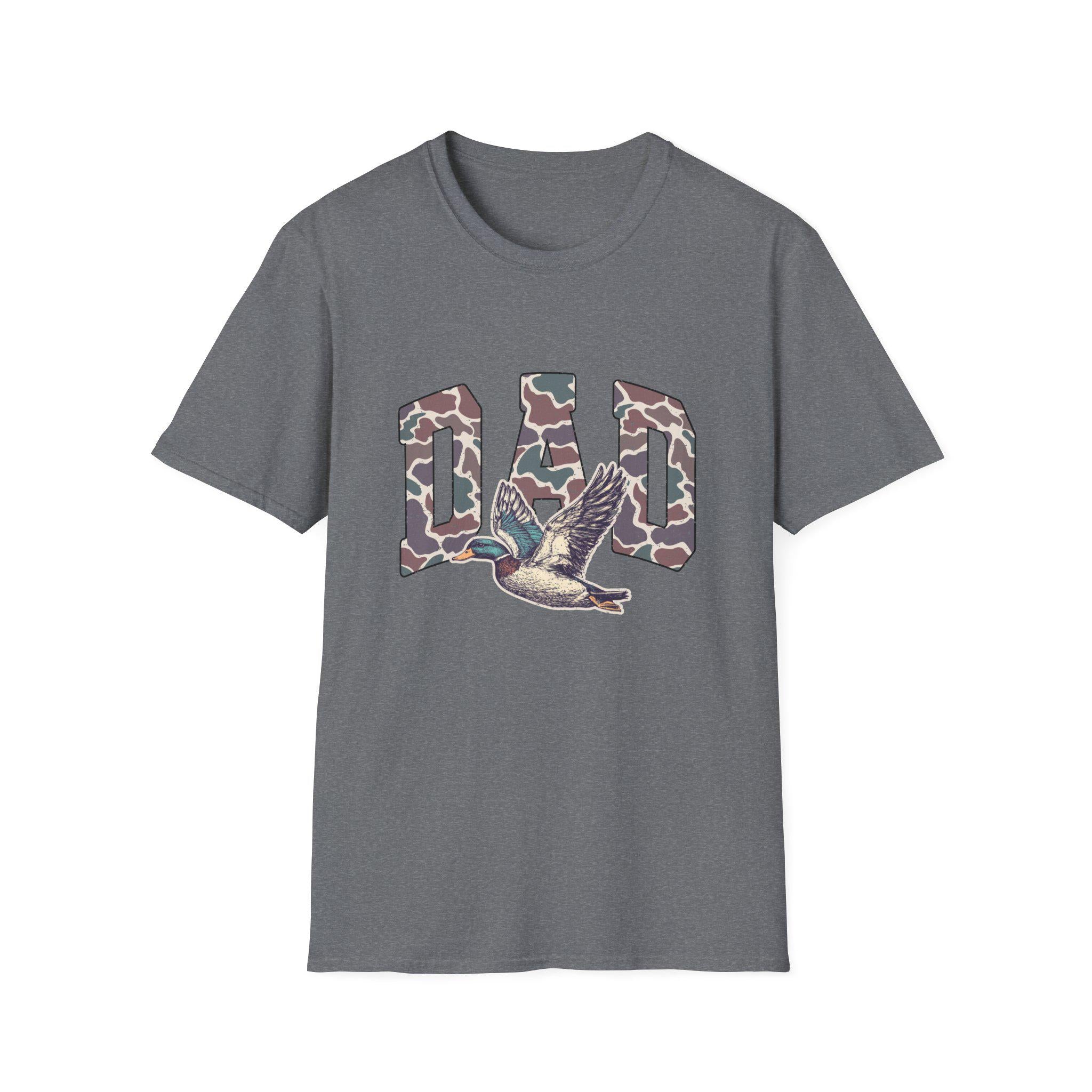 Camo DAD Letters with Flying Duck T-Shirt | Hunting Dad Tee