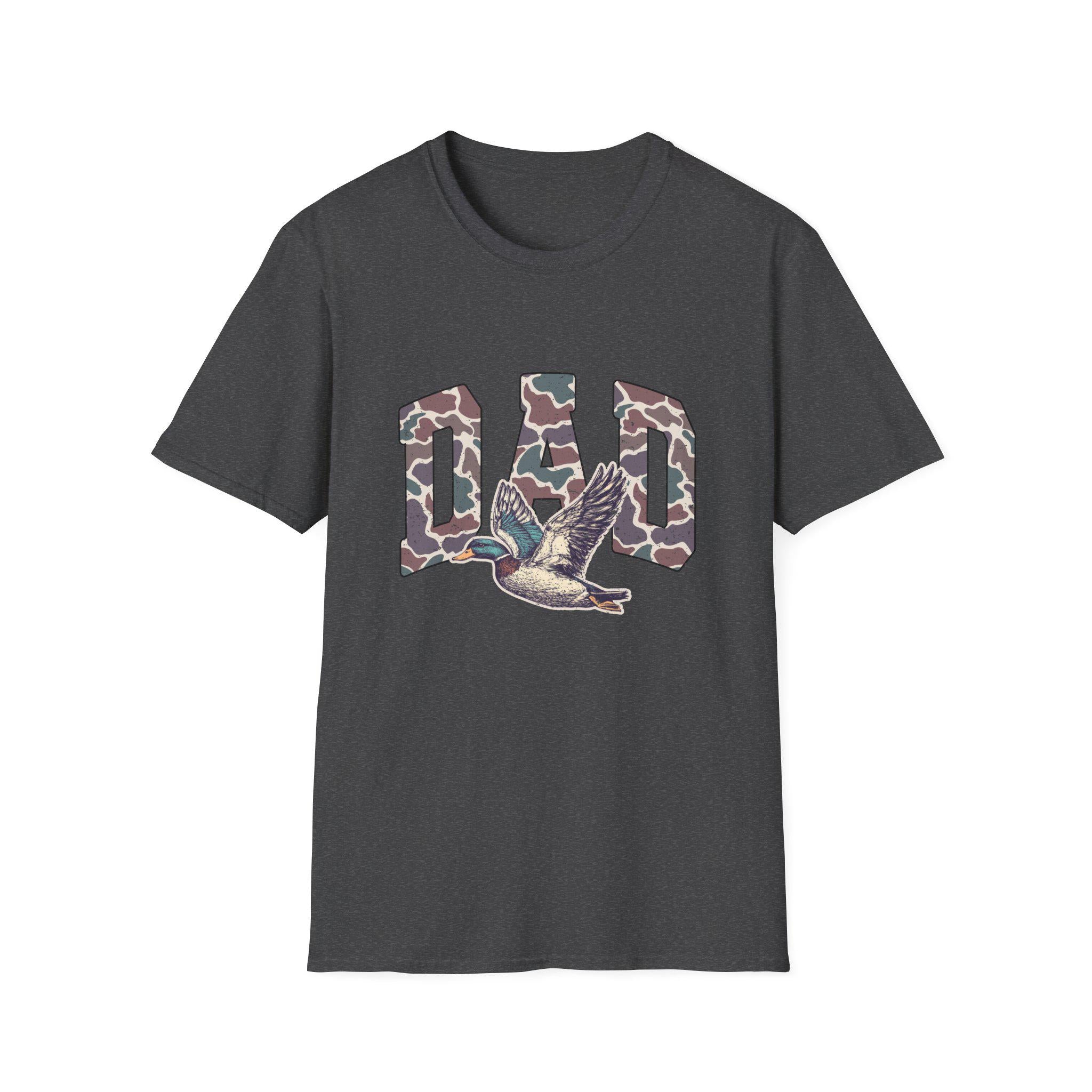 Camo DAD Letters with Flying Duck T-Shirt | Hunting Dad Tee