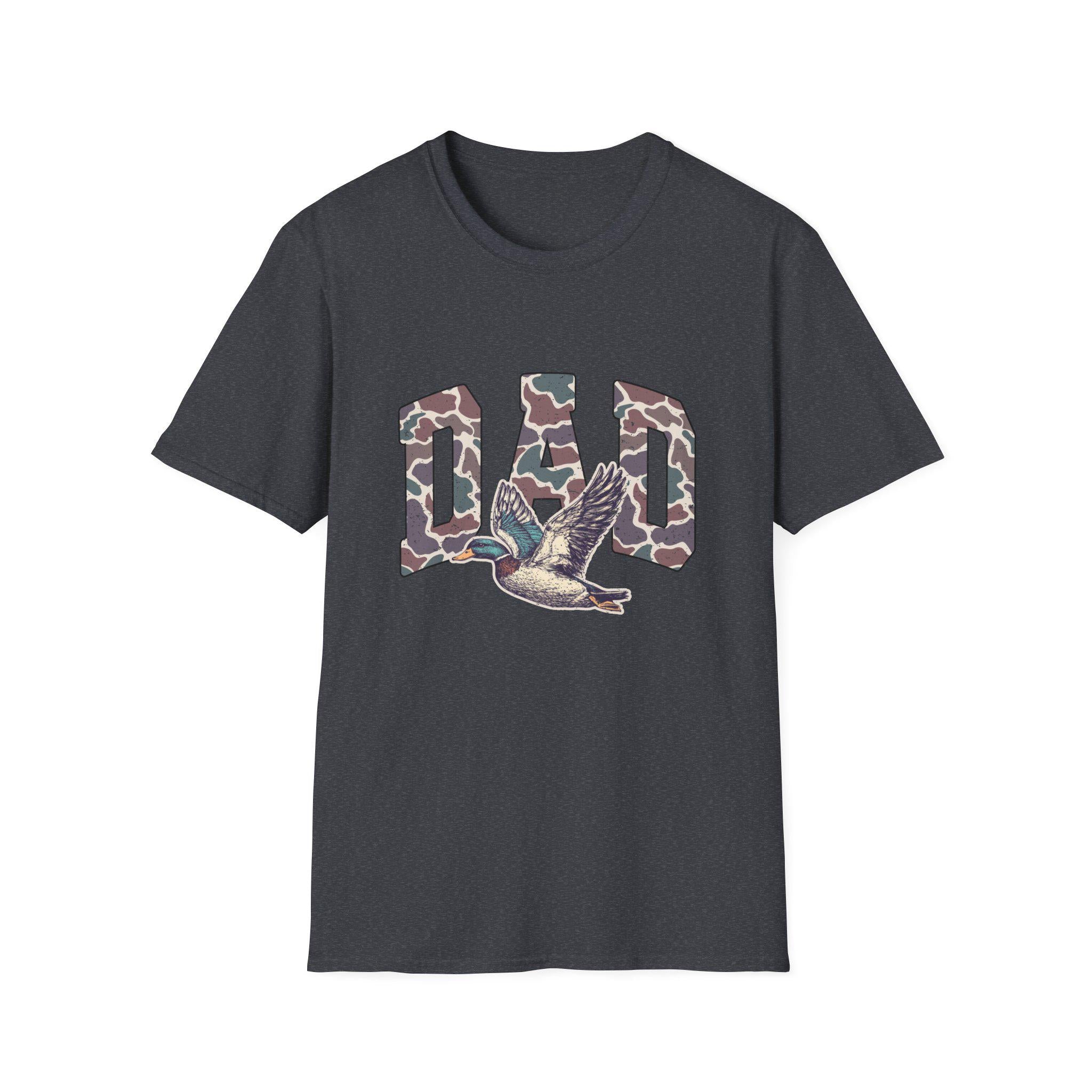 Camo DAD Letters with Flying Duck T-Shirt | Hunting Dad Tee