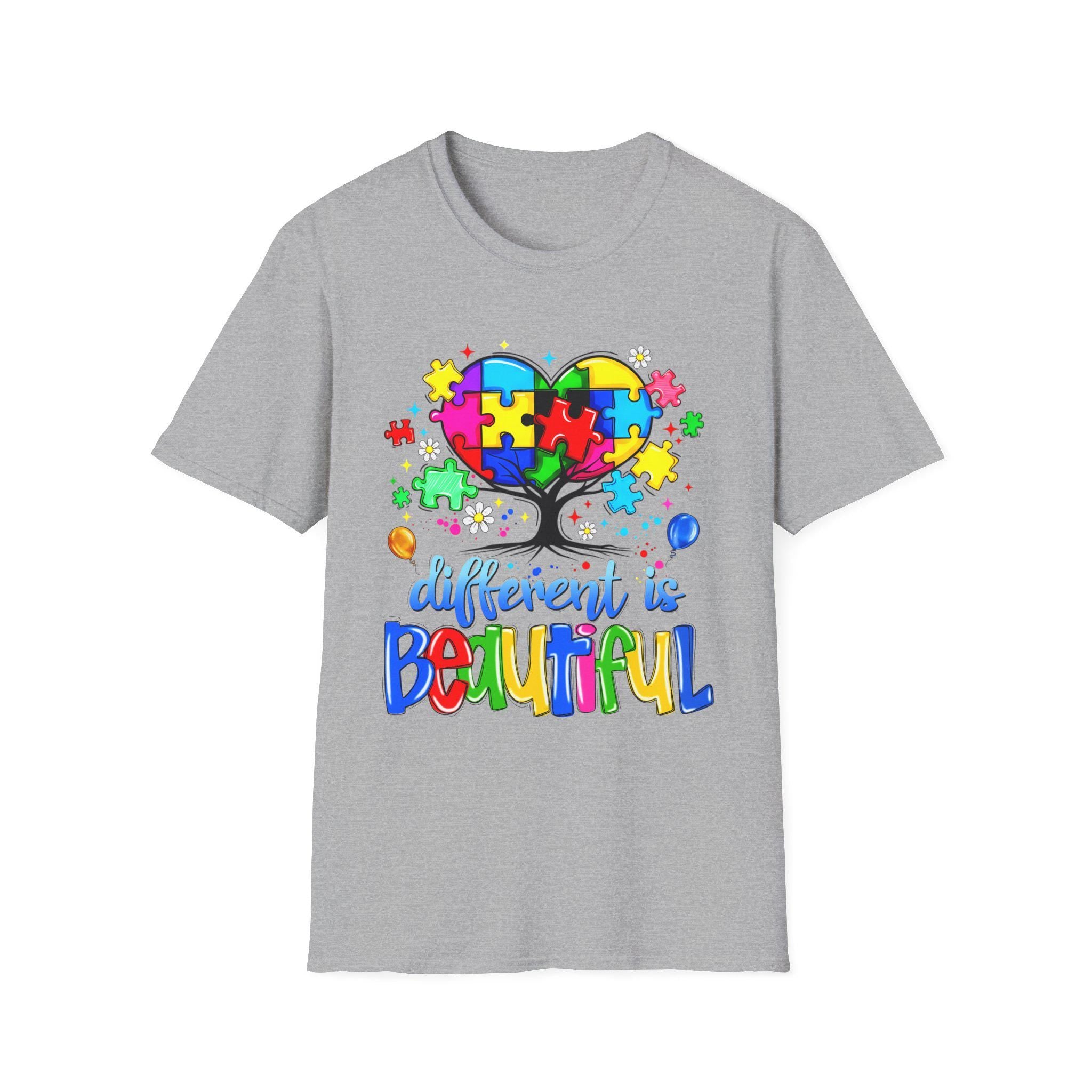 Autism Puzzle Heart Tree T-Shirt | Different Is Awareness Tee