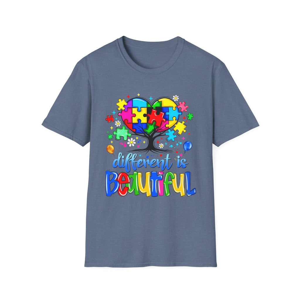 Autism Puzzle Heart Tree T-Shirt | Different Is Awareness Tee