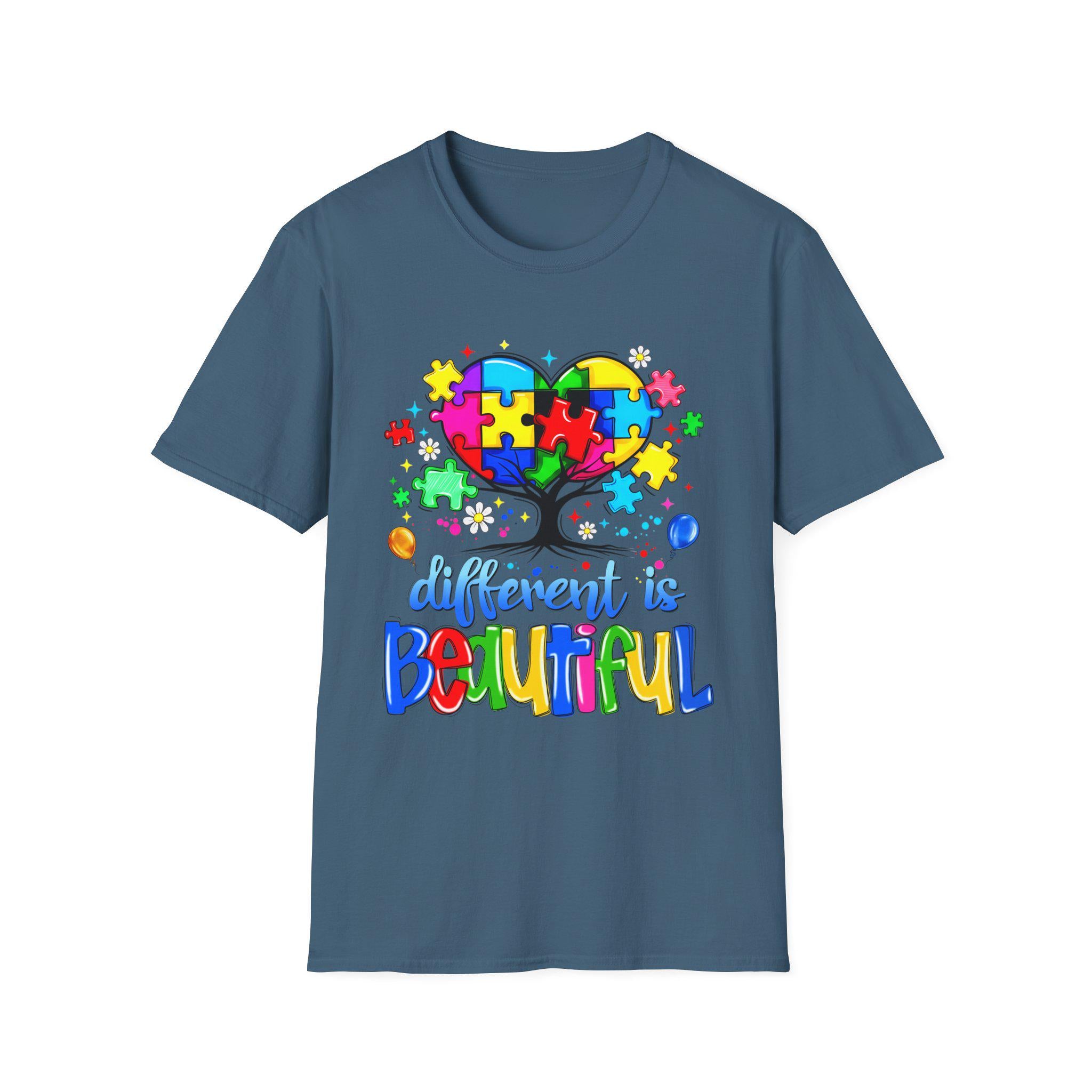 Autism Puzzle Heart Tree T-Shirt | Different Is Awareness Tee