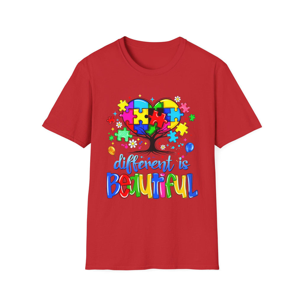 Autism Puzzle Heart Tree T-Shirt | Different Is Awareness Tee