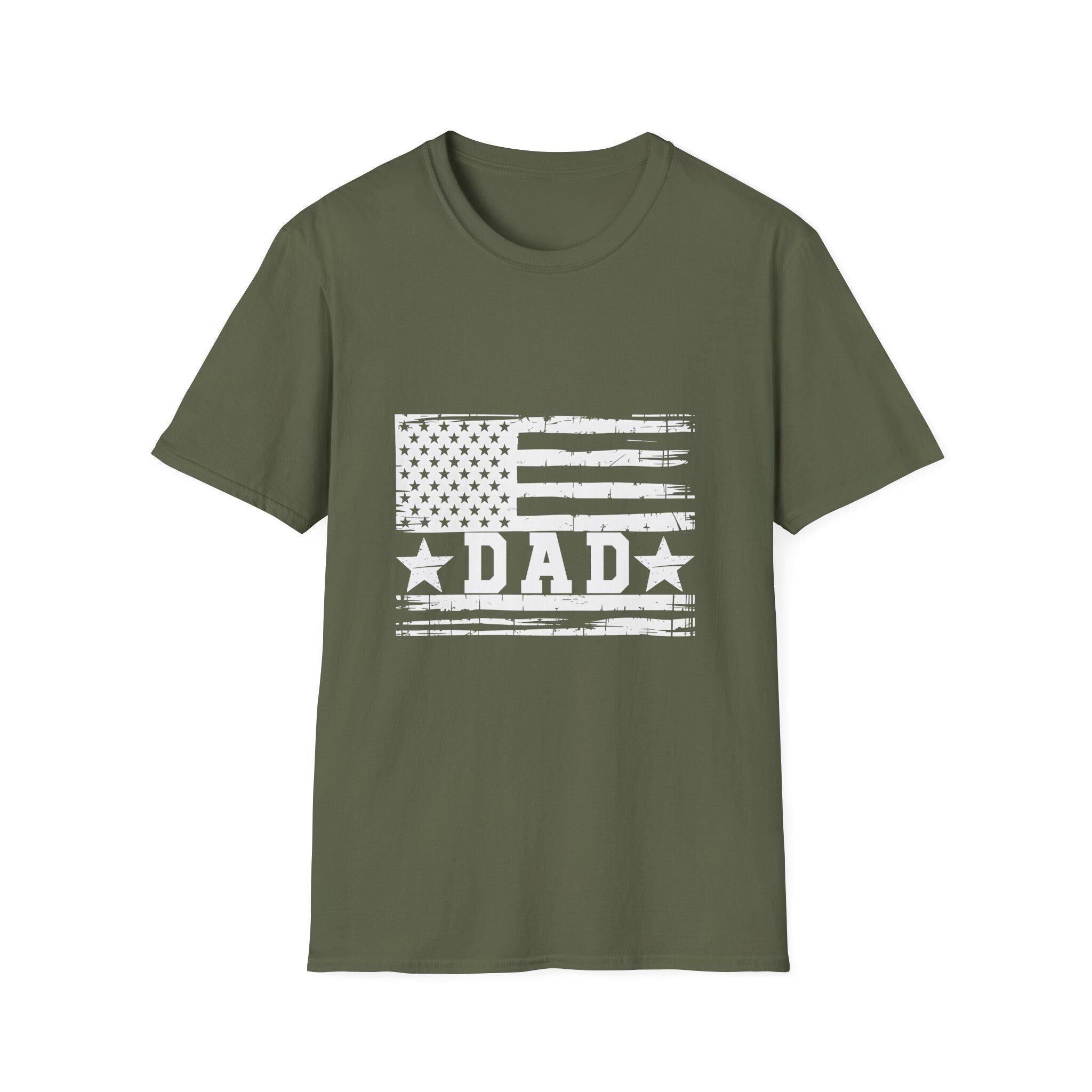 Distressed American Flag DAD T-Shirt | Patriotic Dad Tee