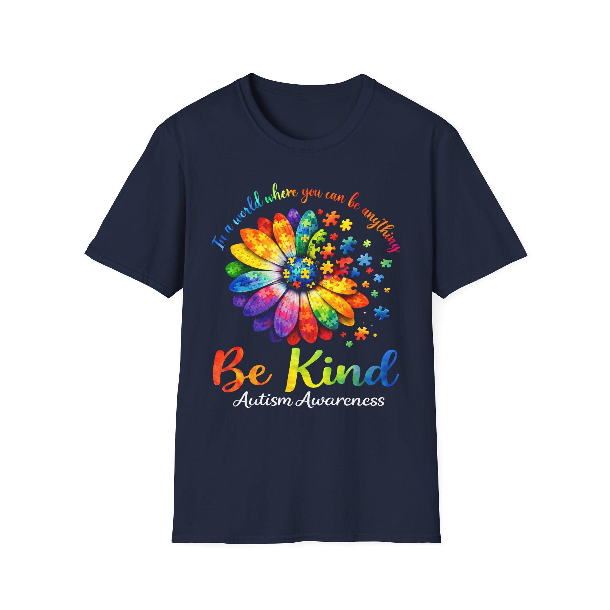 Be Kind Rainbow Daisy T-Shirt | Inspirational Kindness Floral Tee