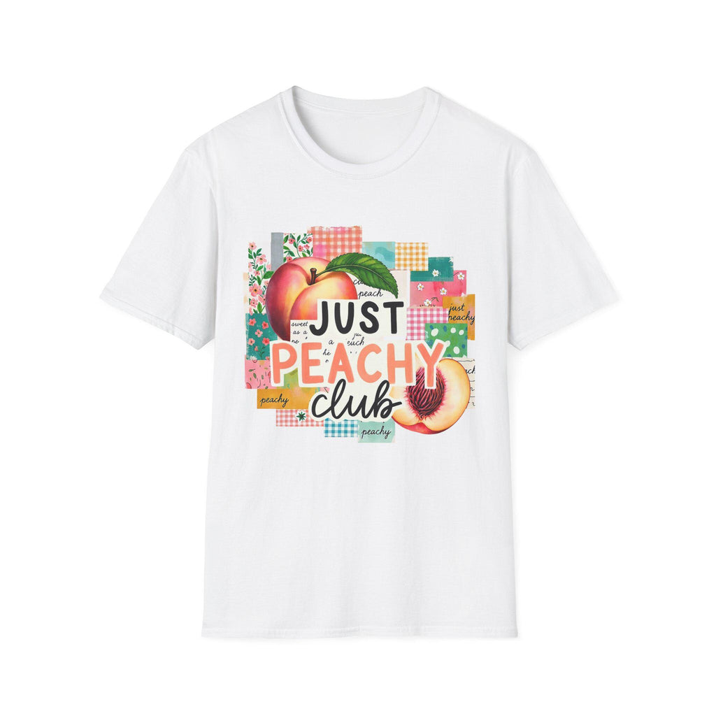 Just Peachy Club T-Shirt | Peach Graphic, Retro Patchwork Design