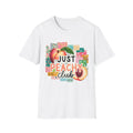 Just Peachy Club T-Shirt | Peach Graphic, Retro Patchwork Design