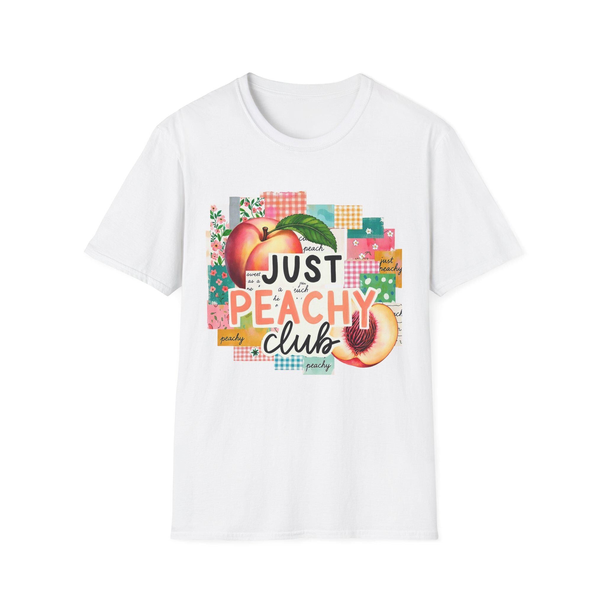 Just Peachy Club T-Shirt | Peach Graphic, Retro Patchwork Design