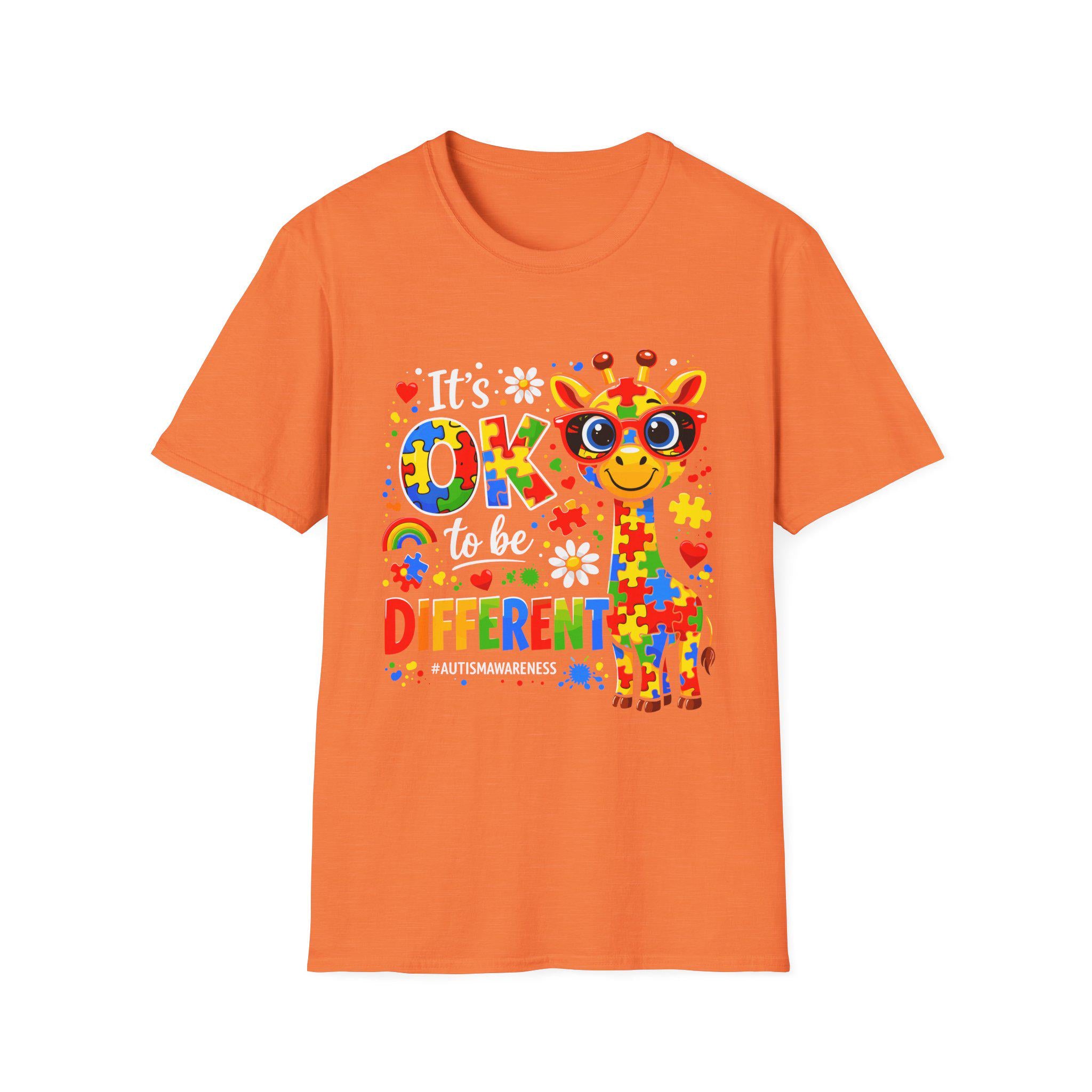 Autism Awareness Giraffe T-Shirt | Be Different Puzzle Piece Design