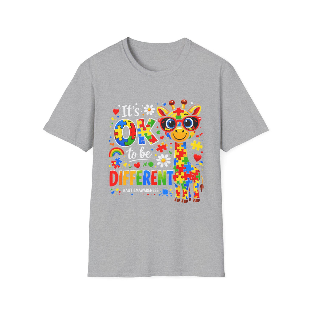Autism Awareness Giraffe T-Shirt | Be Different Puzzle Piece Design