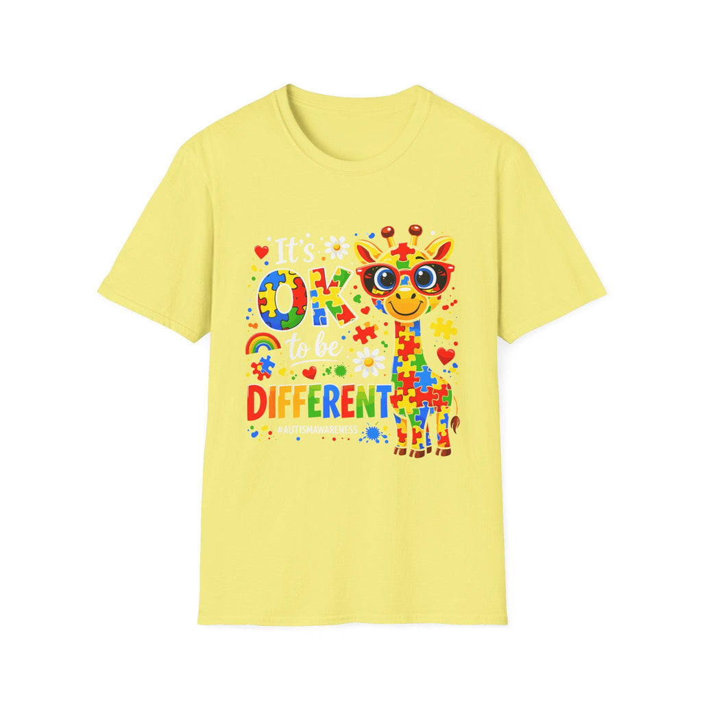 Autism Awareness Giraffe T-Shirt | Be Different Puzzle Piece Design