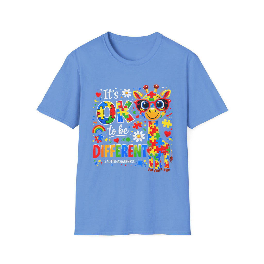 Autism Awareness Giraffe T-Shirt | Be Different Puzzle Piece Design
