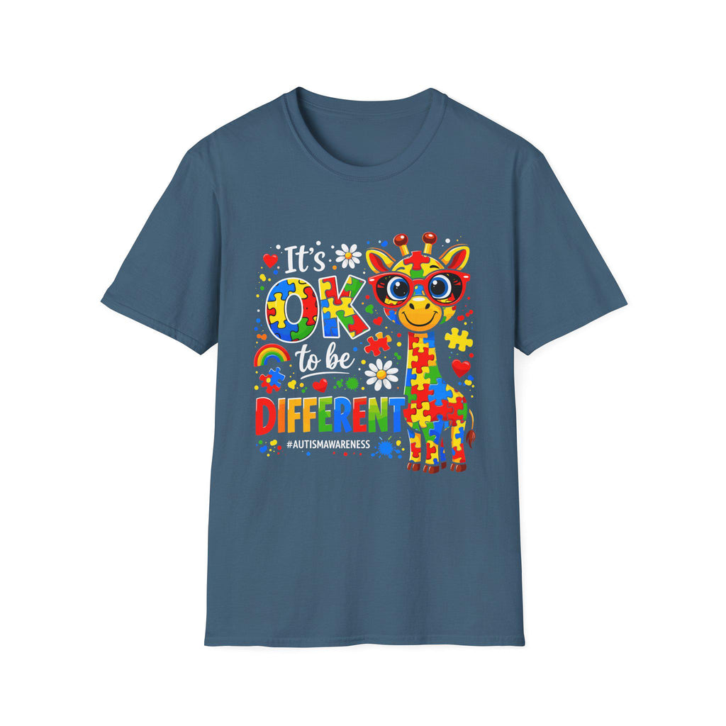 Autism Awareness Giraffe T-Shirt | Be Different Puzzle Piece Design