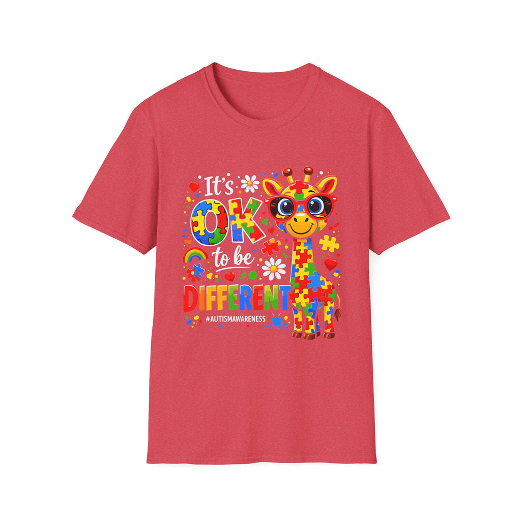 Autism Awareness Giraffe T-Shirt | Be Different Puzzle Piece Design