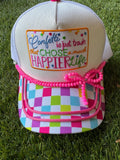 Confetti is just trash that Chose a much Happier Life with pink bow hat chain