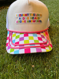 Embroidered Patch Hat: "I Sought the Lord" Neon Trucker Cap