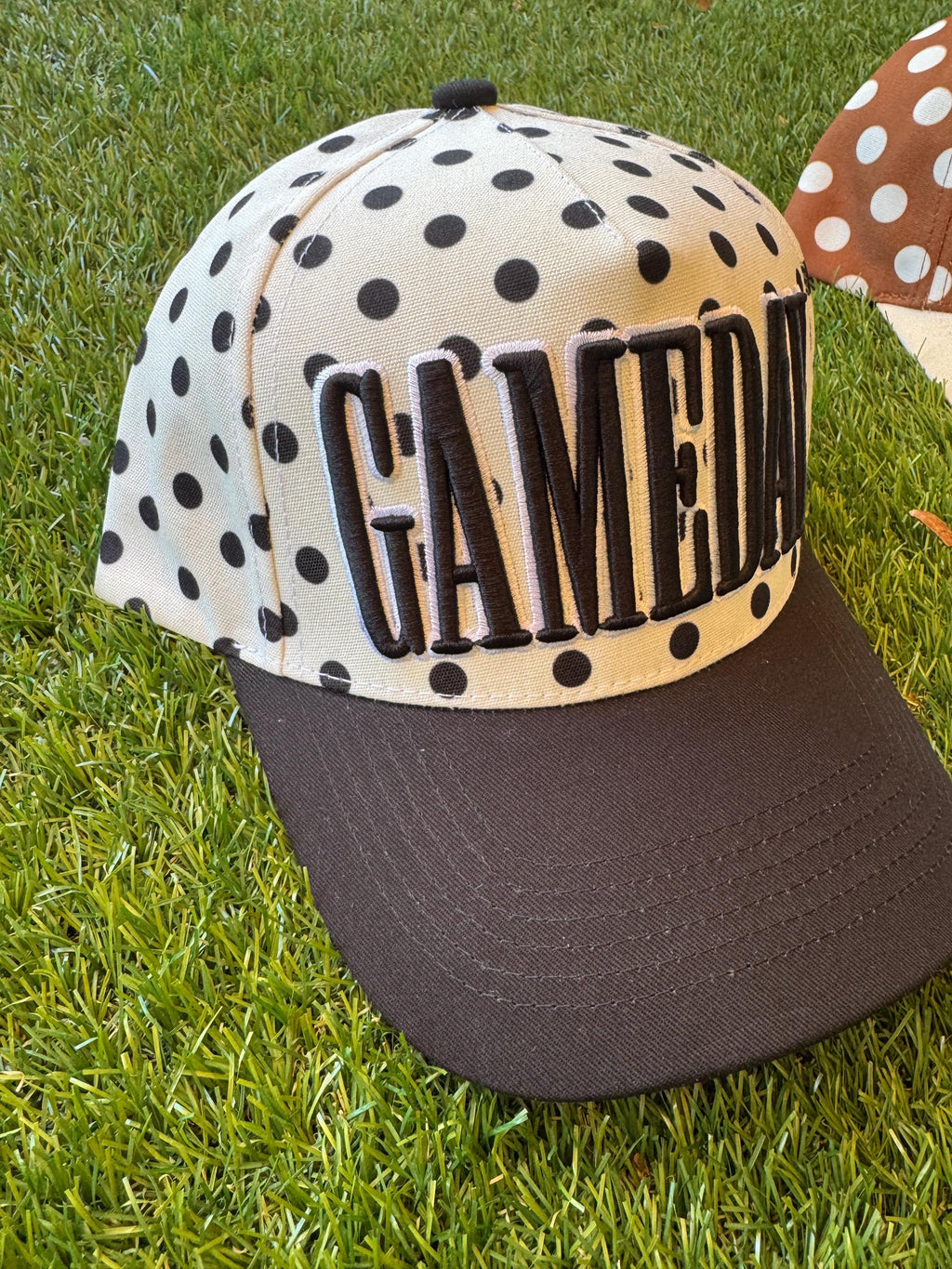 Game day polka dot canvas hat