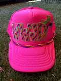 WWJD neon trucker hat