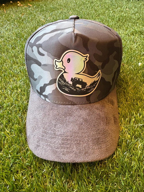 Camouflage Duck custom trucker hat with suede bill