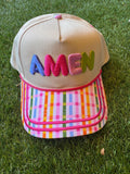 Amen embroidered canvas hat