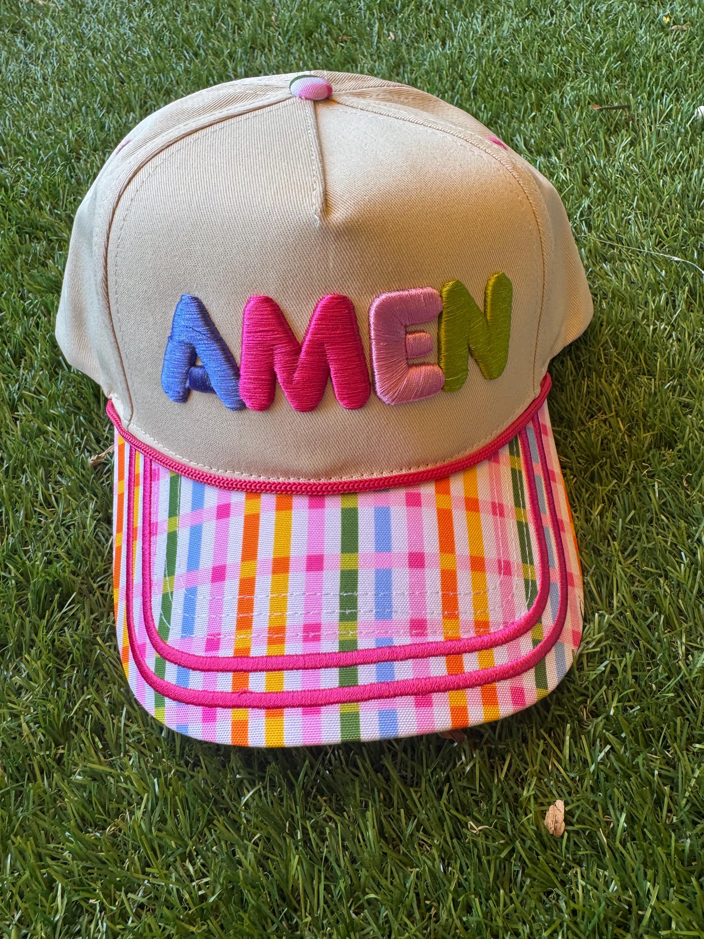 Amen embroidered canvas hat