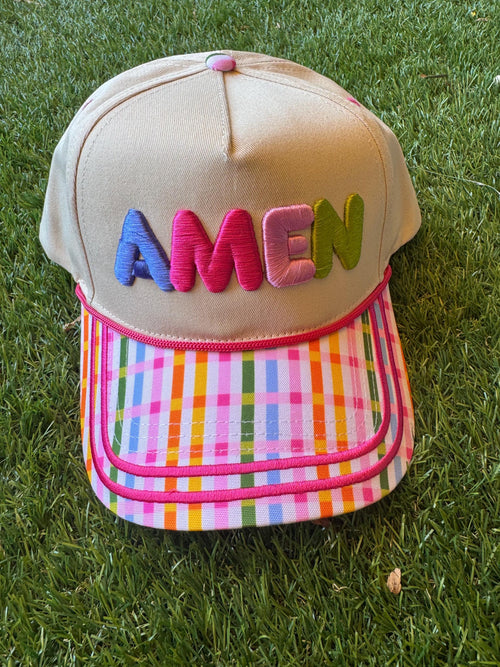 Amen embroidered canvas hat