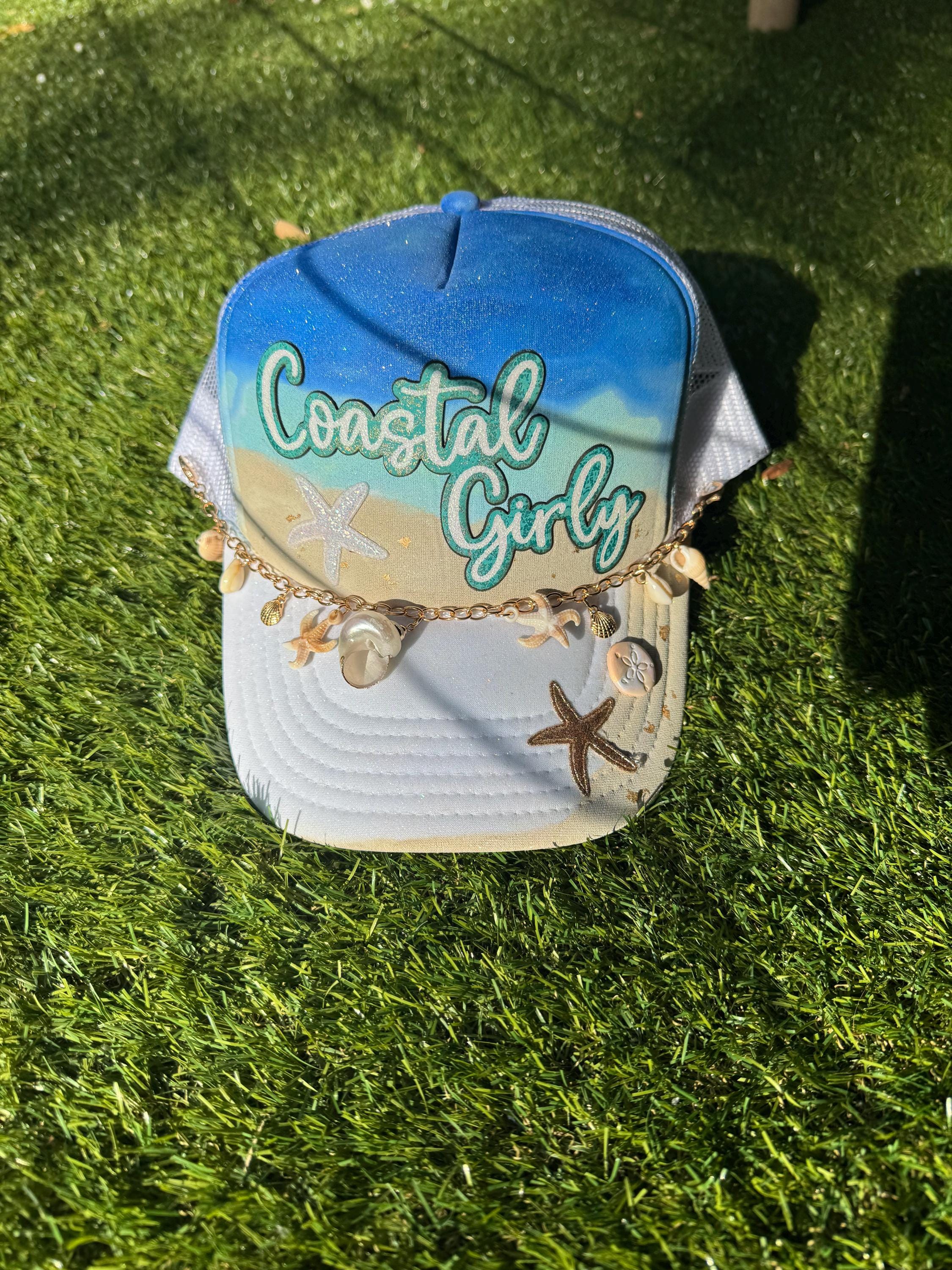 Coastal Girly with seashell hat chain