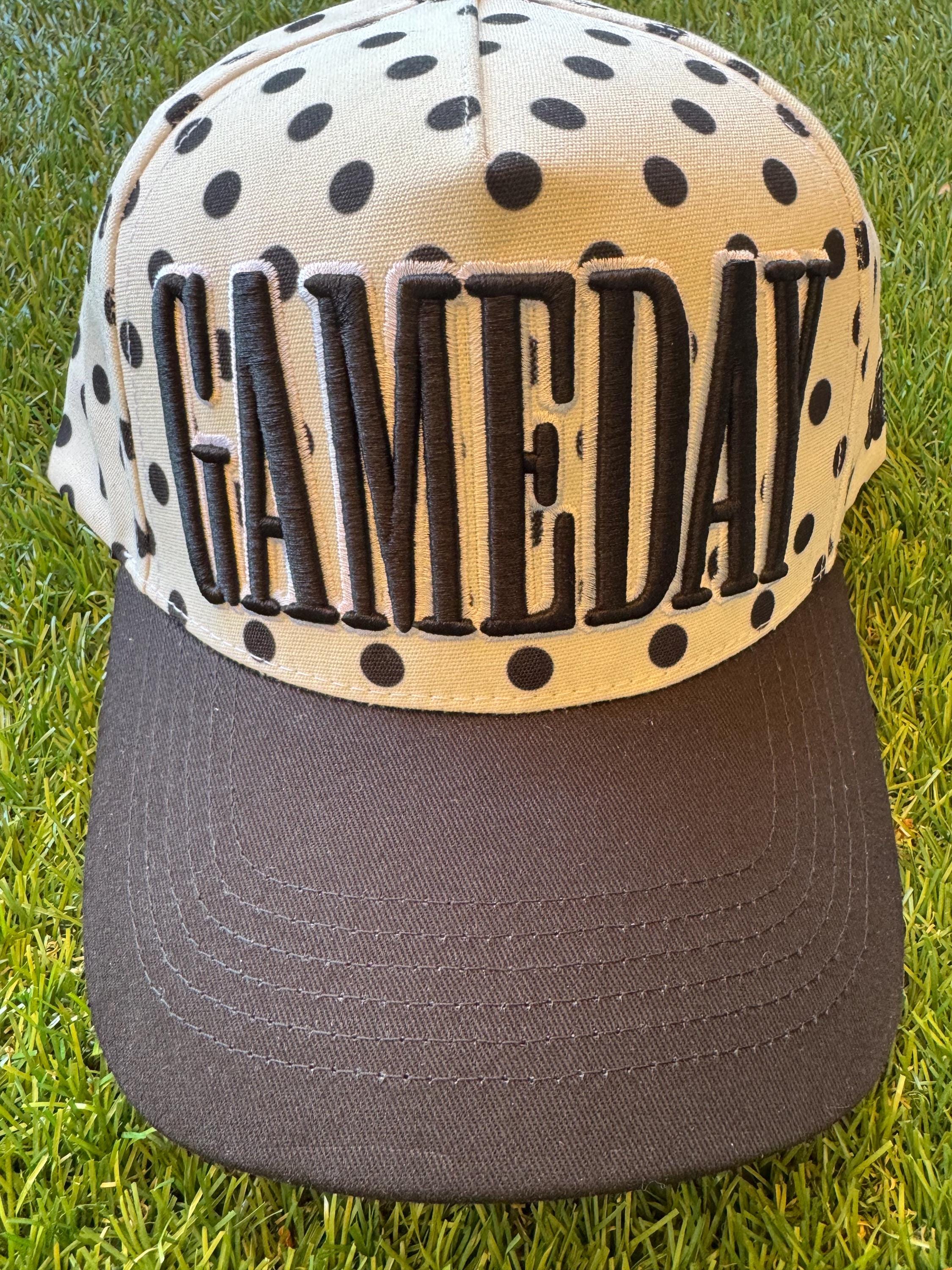 Game day polka dot canvas hat