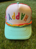 Upside down Happy trucker hat