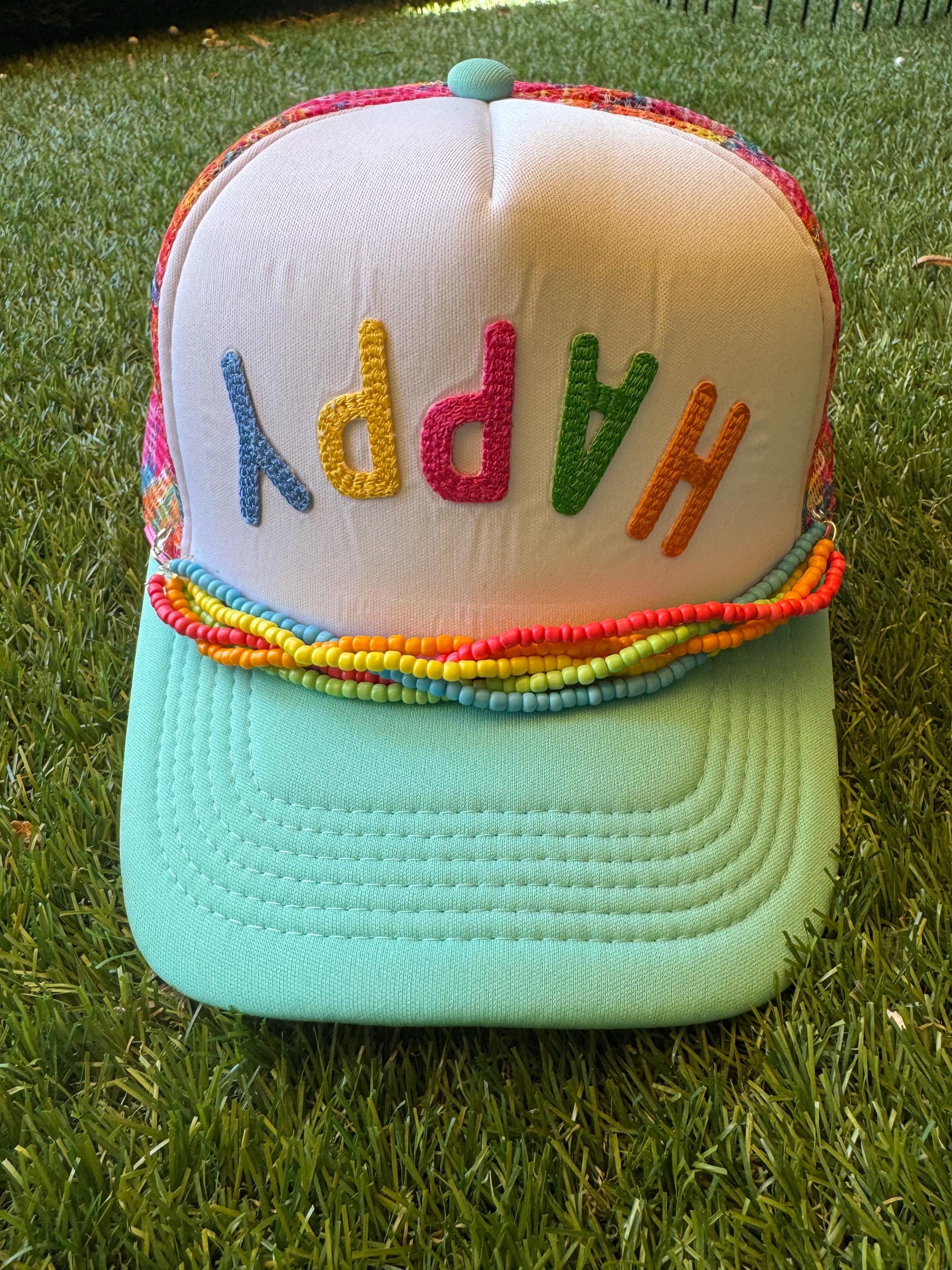Upside down Happy trucker hat