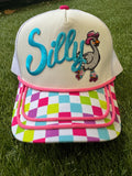 Silly Goose on Canvas multi color brim trucker hat