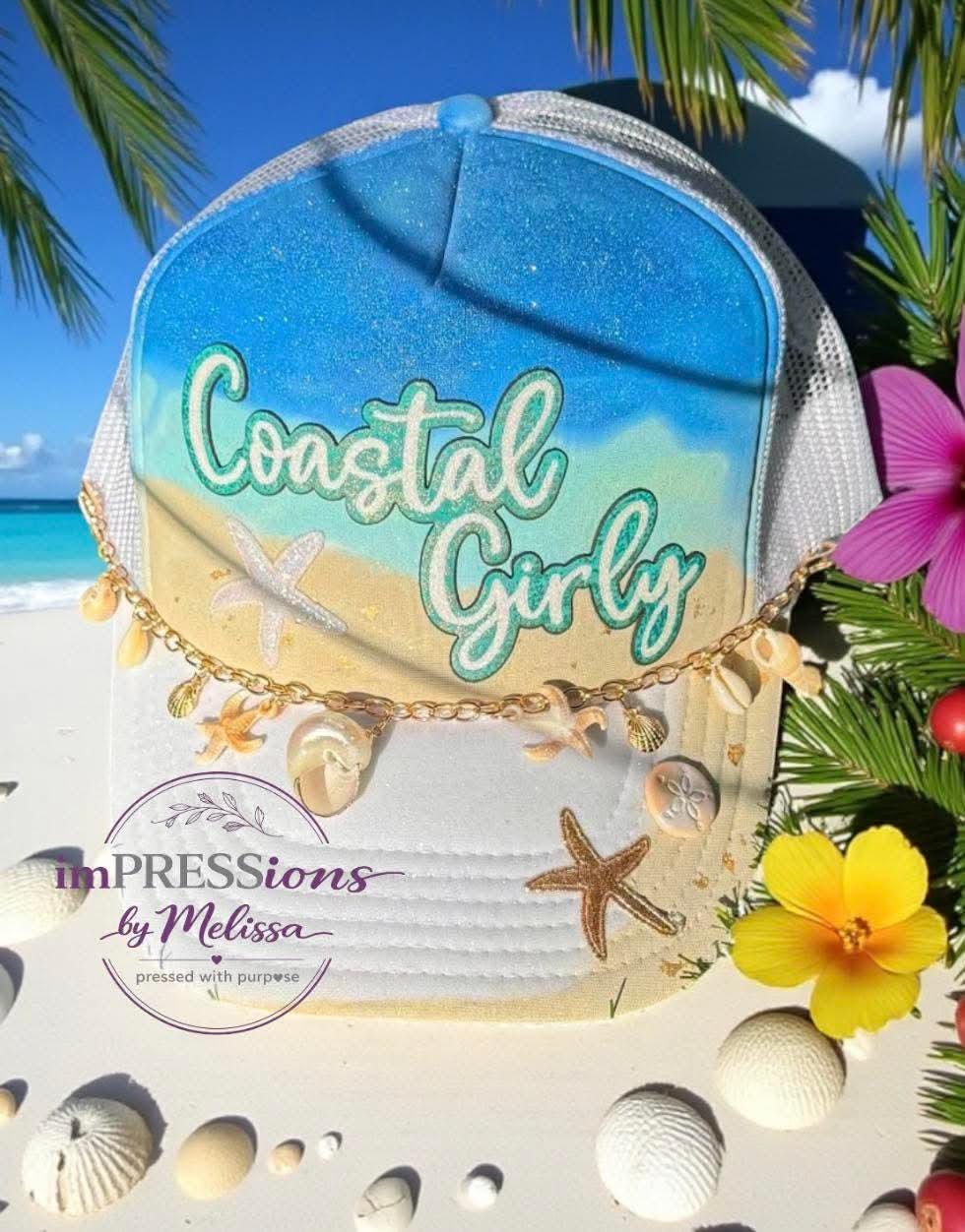 Coastal Girly with seashell hat chain