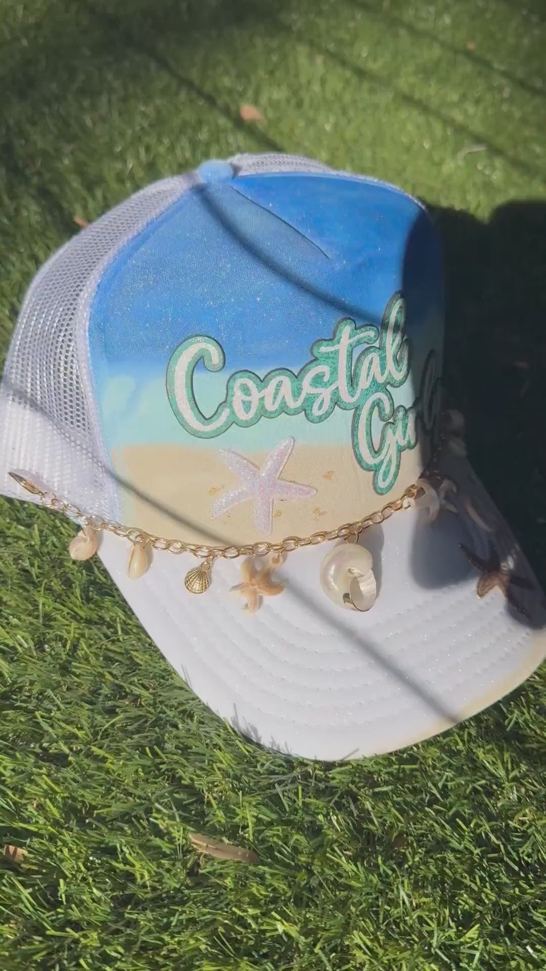 Coastal Girly with seashell hat chain